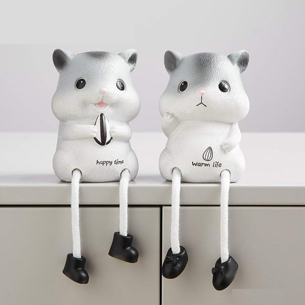 Petite statue de hamster en duo pour égayer votre tableau de bord de voiture ou étagère
