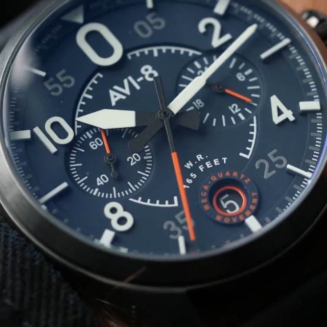 Amazon.com: AVI-8 Mens 42mm Spitfire Lock Chronograph Channel Blue