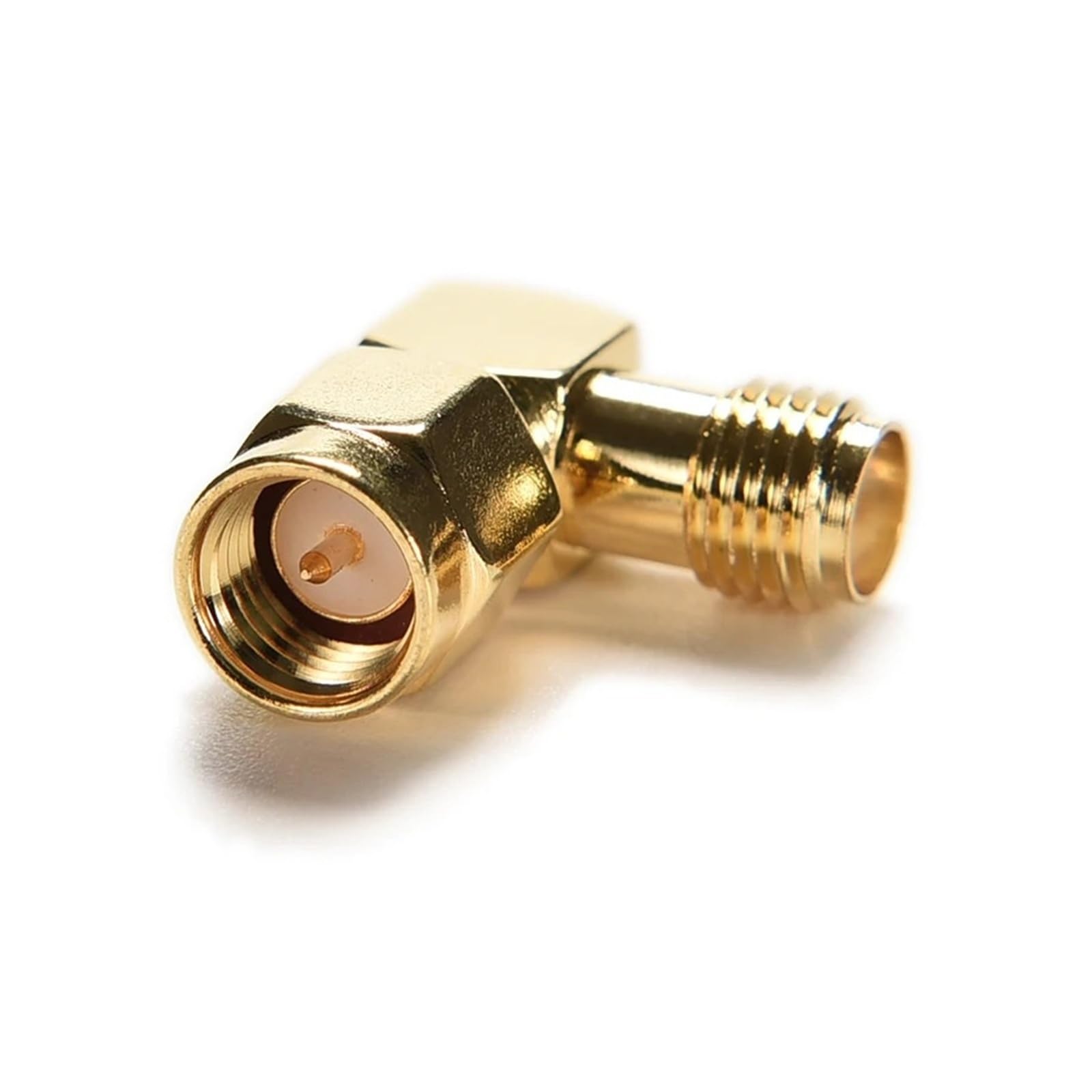 Adaptateur coaxial RF SMA femelle vers SMA mâle à angle droit 90 degrés 50 ohms plaqué or