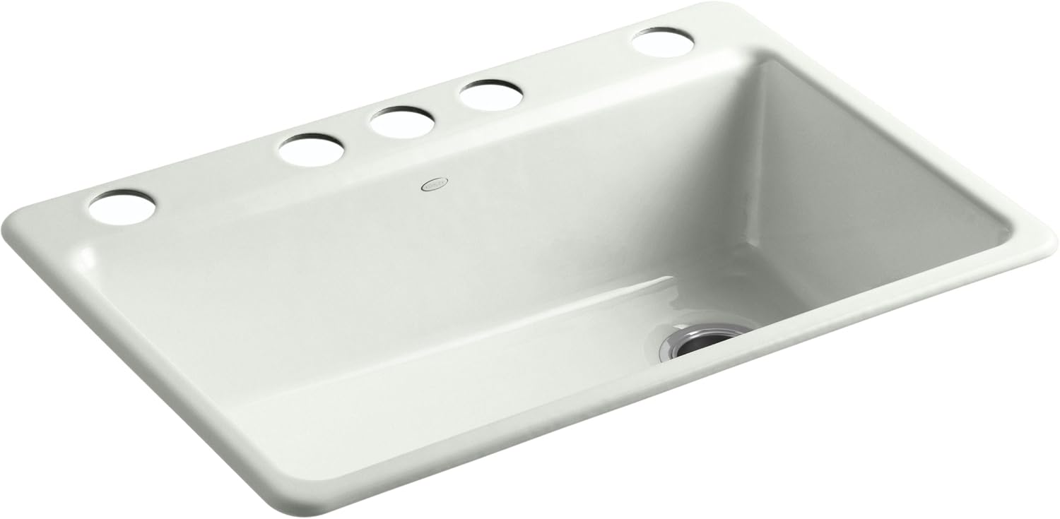 Riverby 33 In. x 22 In. Undermount Single-Bowl Kitchen Sink with 5 Oversized Faucet Holes and Accessories, White