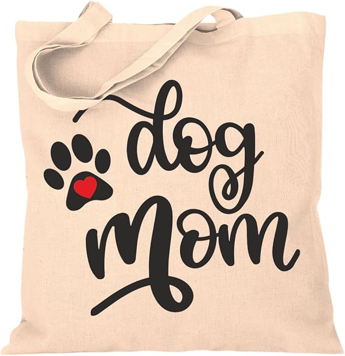 Stoffbeutel Jutebeutel Lange Henkel mit Spruch Dog Mom Stoffbeutel Jutebeutel Lange Henkel mit Spruch Dog Mom
