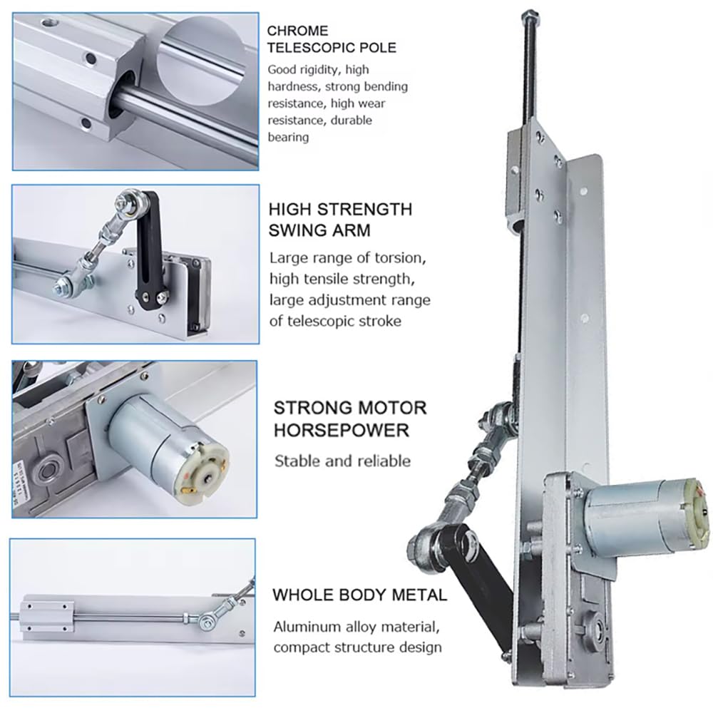 Actuador Lineal Pistón Alternativo,Actuador Lineal de Ciclo Alternativo,Motor telescópico Ajustable de Engranaje,12V Con Controlador Velocidad Carrera 3-15cm (95 golpes/min) para cribas vibratorias