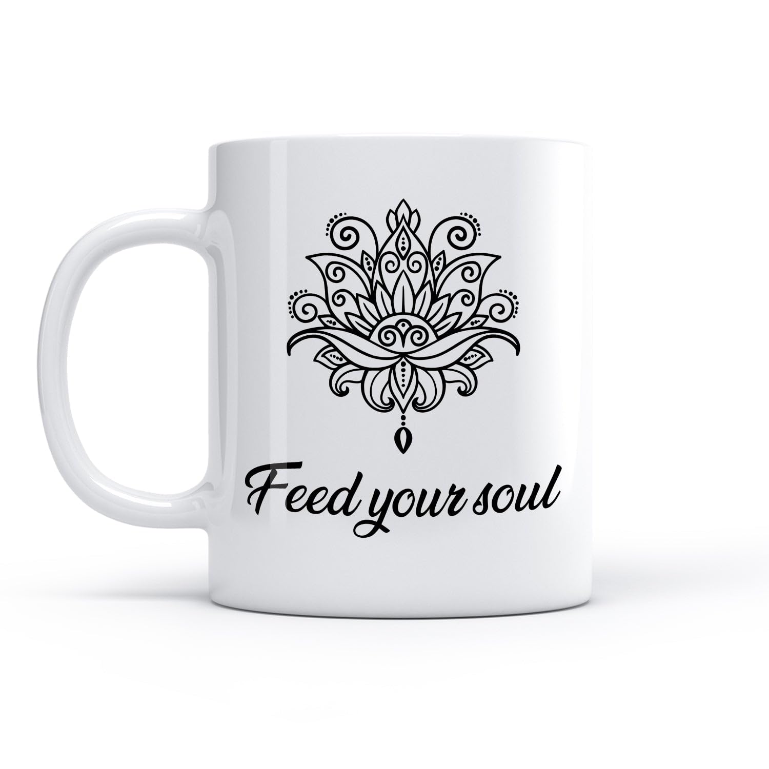 Porcelain Cup Inspiring Quote Feed Your Soul Words Phrase （11oz/320ml） for Coffee, Soup, Tea, Milk, Latte, hot Cocoa, Ladies, Men
