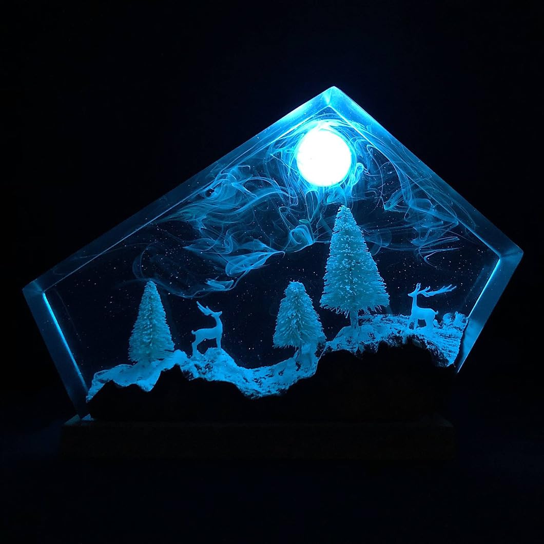 Lampka nocna LED, zmieniająca kolor lampa artystyczna z żywicy, ręcznie robiona dekoracja domu, wyjątkowy prezent na urodziny