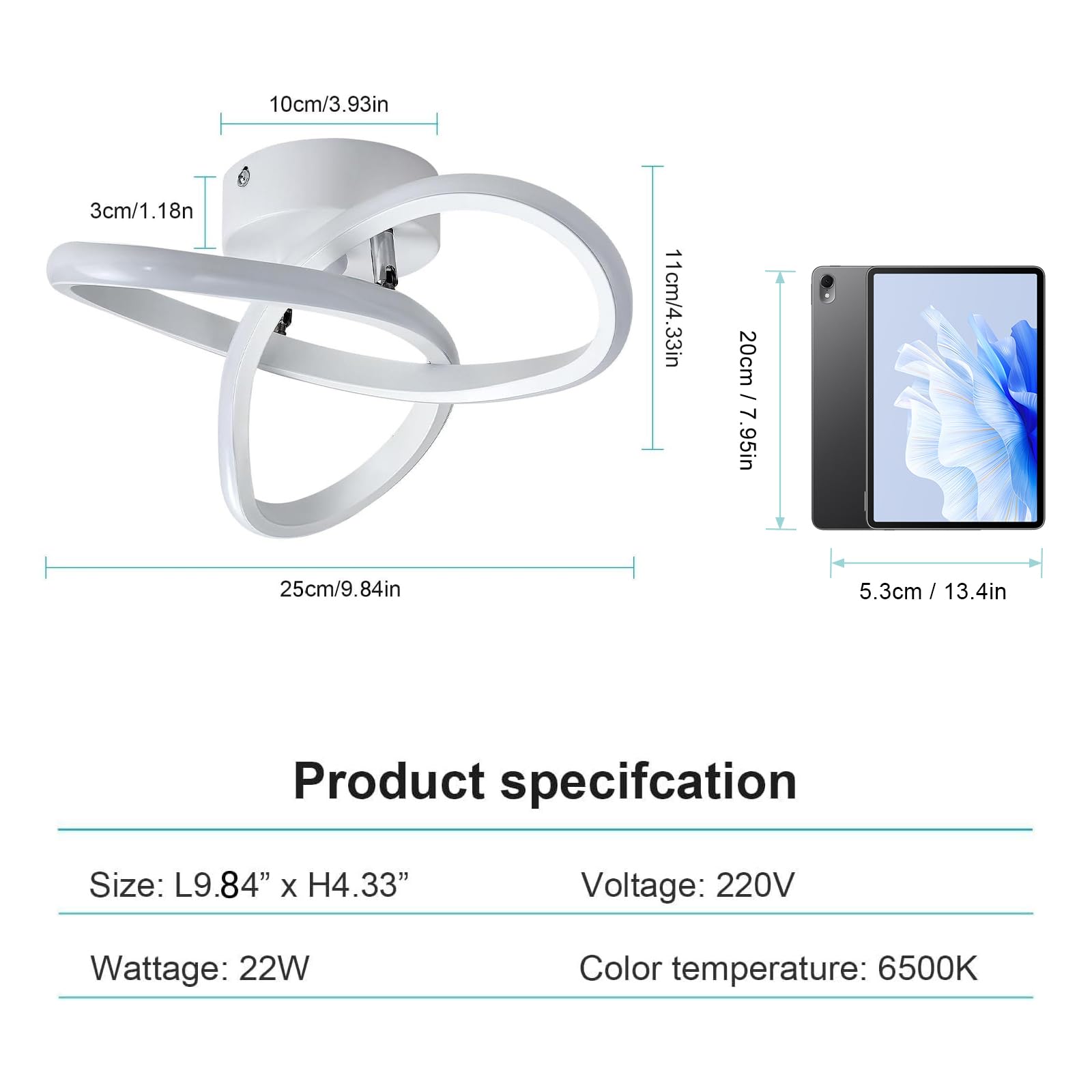 Osairous Plafoniera LED Soffitto Moderna, 22W 2500LM Lampada da Soffitto Design Forma di Fiore, Lampadario LED Bianco Soggiorno per Camera da Letto Cucina Corridoio, Bianco Freddo 6500K, 25CM