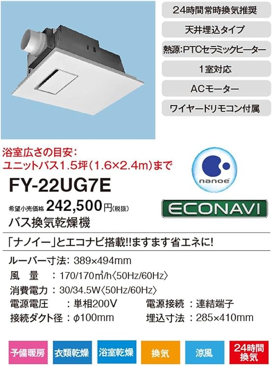 SALE／64%OFF】 ハイカラン屋FY-22UG7E パナソニック Panasonic バス ...