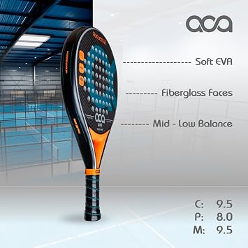 Aca Padel Roqueta 2 ブルーフェイス素材 グラスファイバー ラウンド型 カーボンフレーム フェイシャルフィニッシュサンド ソフトブラックエバラバー