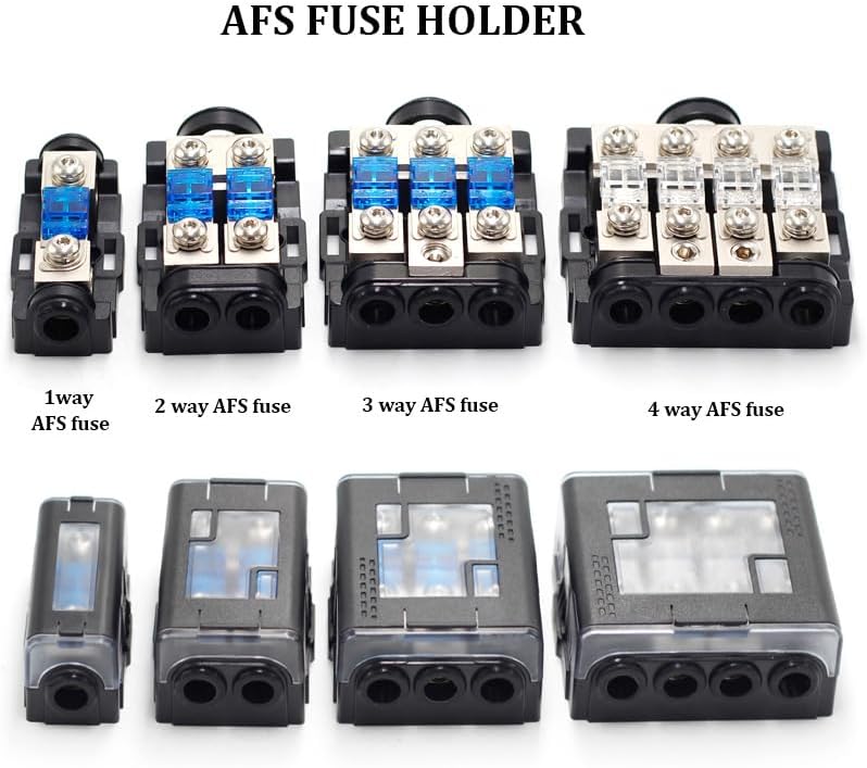 3 Way AFS Mini Fuse Holder 60A 0/2/4 Gauge Input 4/6/8 Gauge Output Copper Fuse Distribution Block for Car Boat Trolling Motor Marine Audio Amplifier Stereo Video System, GG-AFS55