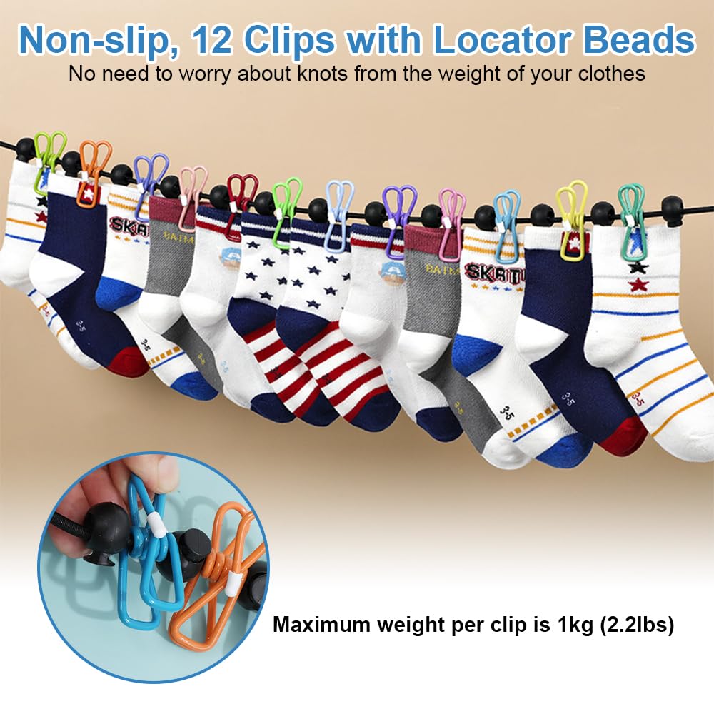 Pinzas Ropa Tendedero Elástico Portátil Para Camping Pack De