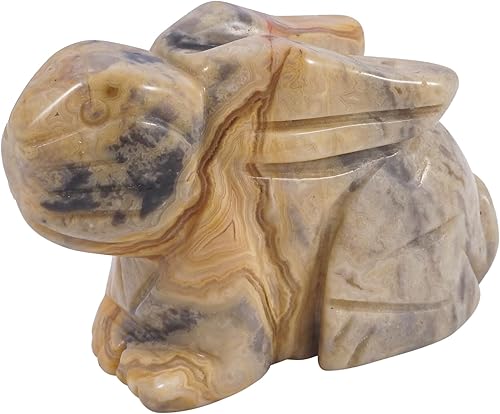 Escultura de conejo Crystal Decor de 2 pulgadas, cristales naturales tallados en bolsillo y piedras curativas coleccionables, ágata loca