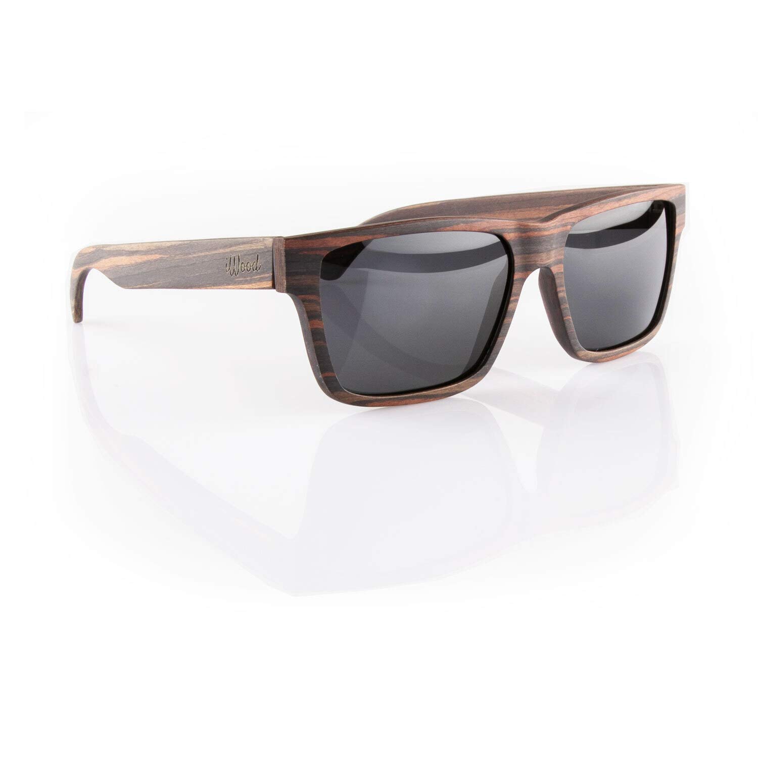iWood Sonnenbrille aus Holz/Echtholz/Echtholzbrille/Holzbrille - Modell 08 dunkles Sandelholz - für Damen und Herren - UV400 mit Polarisationsfilter - Brillenmanufaktur aus Deutschland