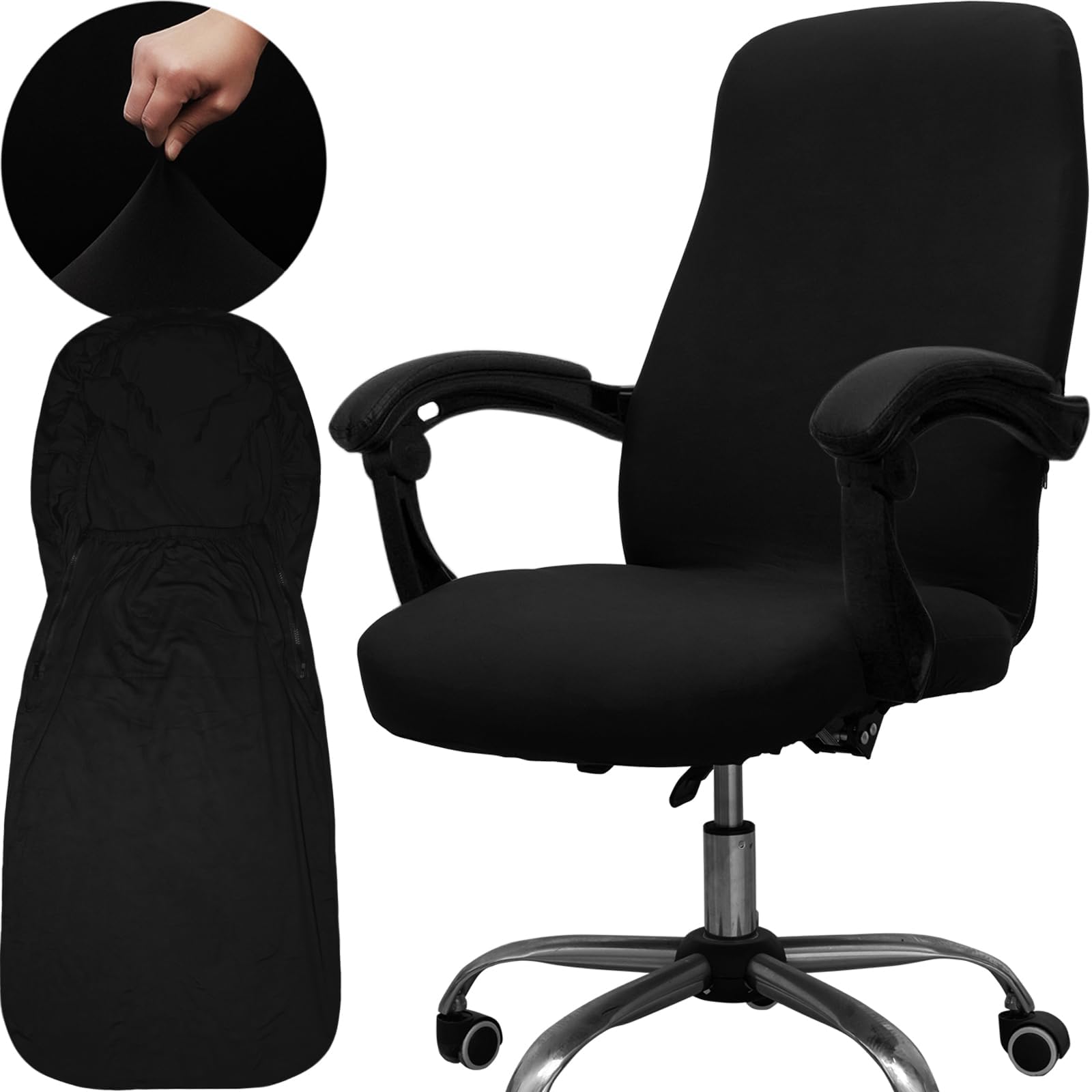 Office Chair Cover - Universal Stretch Desk Chair Cover, Computer Chair Slipcovers (Size: L) - Black