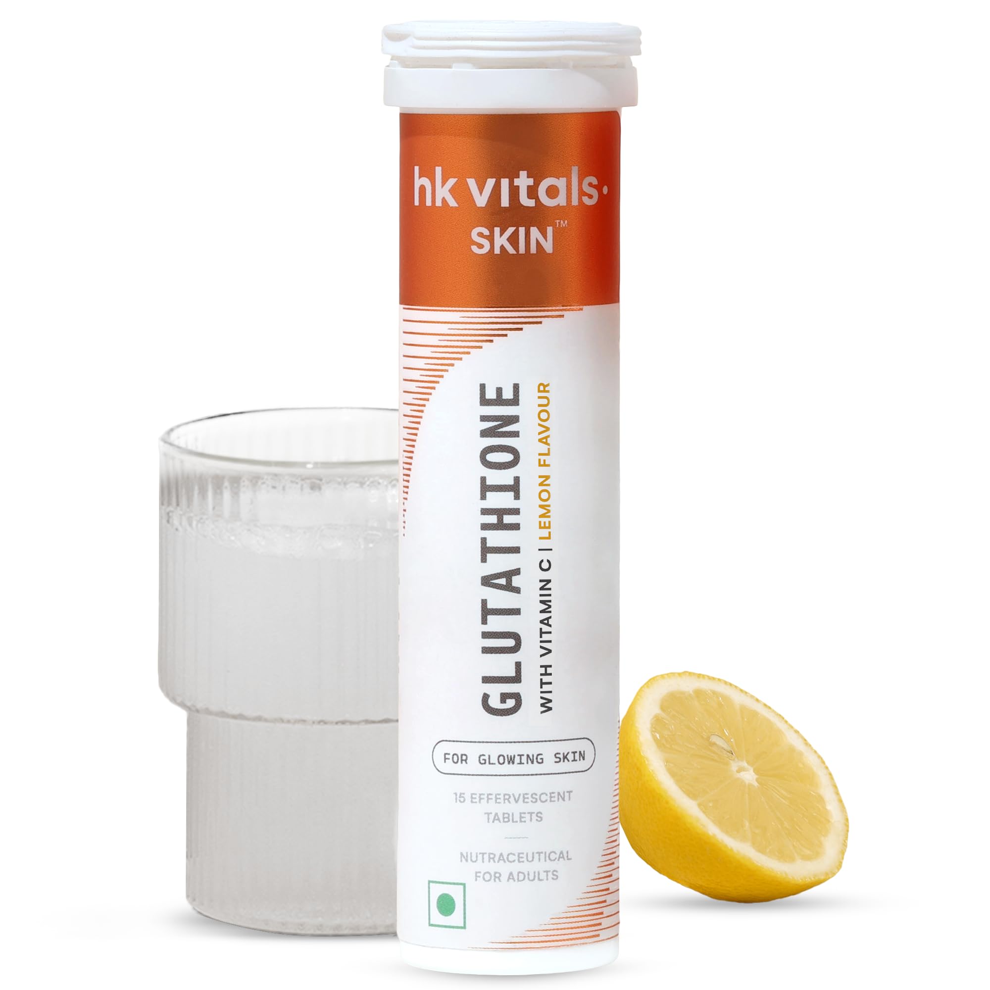 Glutathione (Lemon, 15 Effervescent Tablets) | L-Glutathione Tablets with Vitamin C & E | For Skin Glow & Hydration