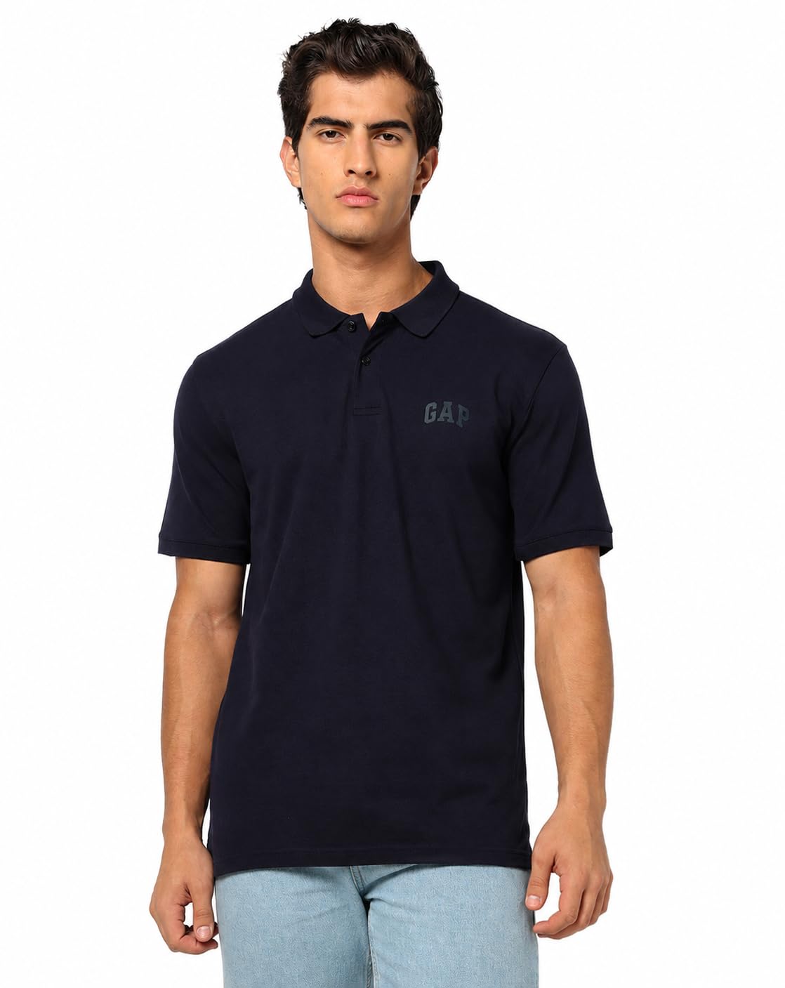Men Solid Slim Fit Polo Neck Short Sleeves Cotton T-Shirt-image-21