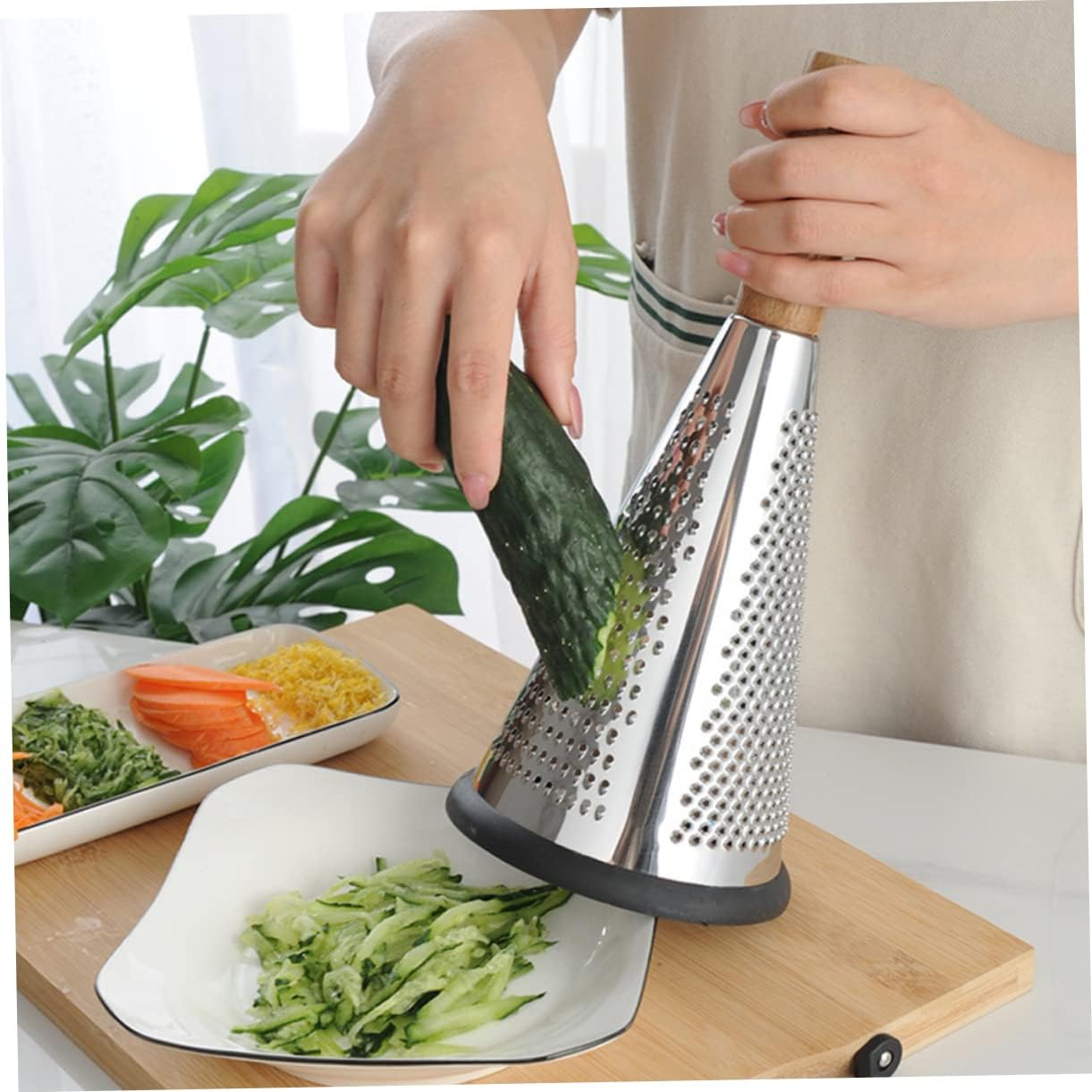 Kitchen Grater Kitchen Cheese Grater Vegetable Stripper Kitchen Slicer Kitchen Essentials Vegetables Grater Cucumber Slicer Restaurant Cheese Grater Household Spiralizer Wood