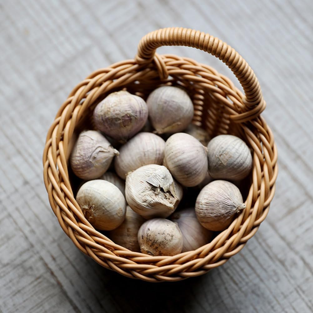 LIFKOME Hanging Wall Basket Set of 2 Lightweight Imitation Rattan Woven Storage Organizer for Kitchen Garlic Onion Fruit and Vegetable Holder