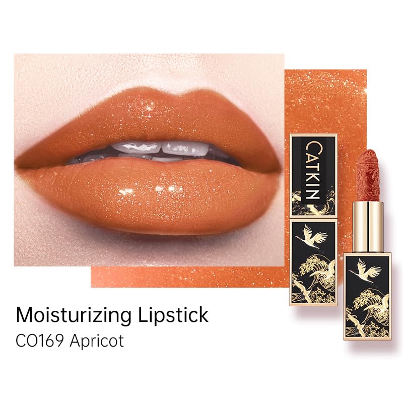 CATKIN Coral Glitter Lipstick, Long Lasting, High Impact, Moisturizing Formula, enriched with Avocado Oil and Vitamin E, 3.2g - Image 2