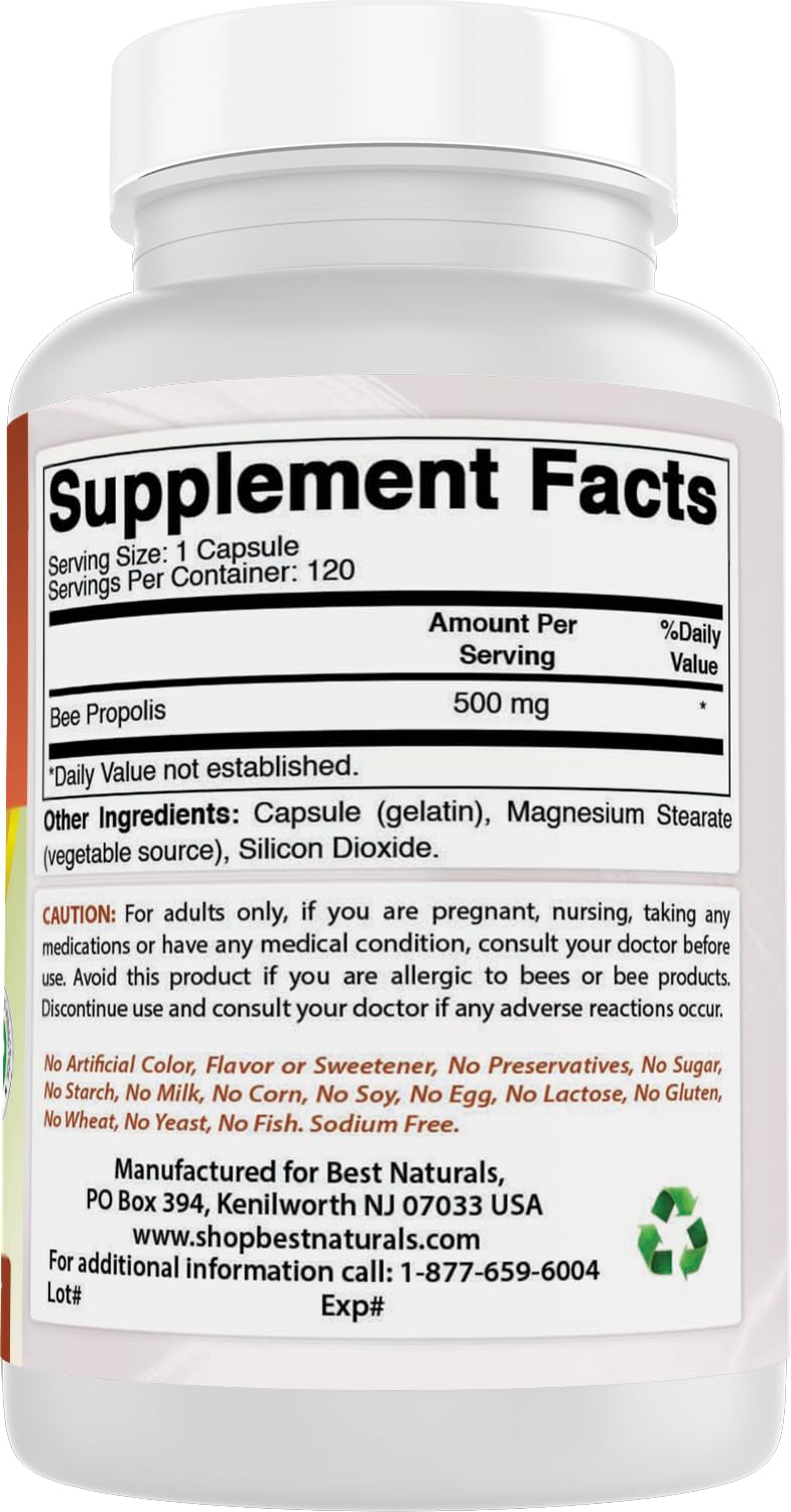 Best Naturals Bee Propolis 500 mg 120 Capsules — Amazon image 6