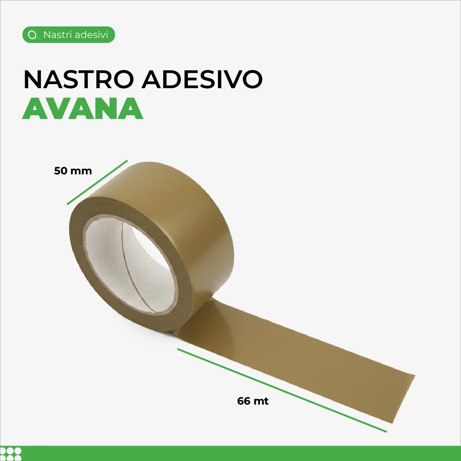 Nastro Adesivo Avana in PPL 50 mm x 66 m - Imballaggio e Chiusura Cartoni, Adesione Duratura per Spedizioni, Magazzino e Traslochi, 36 Rotoli