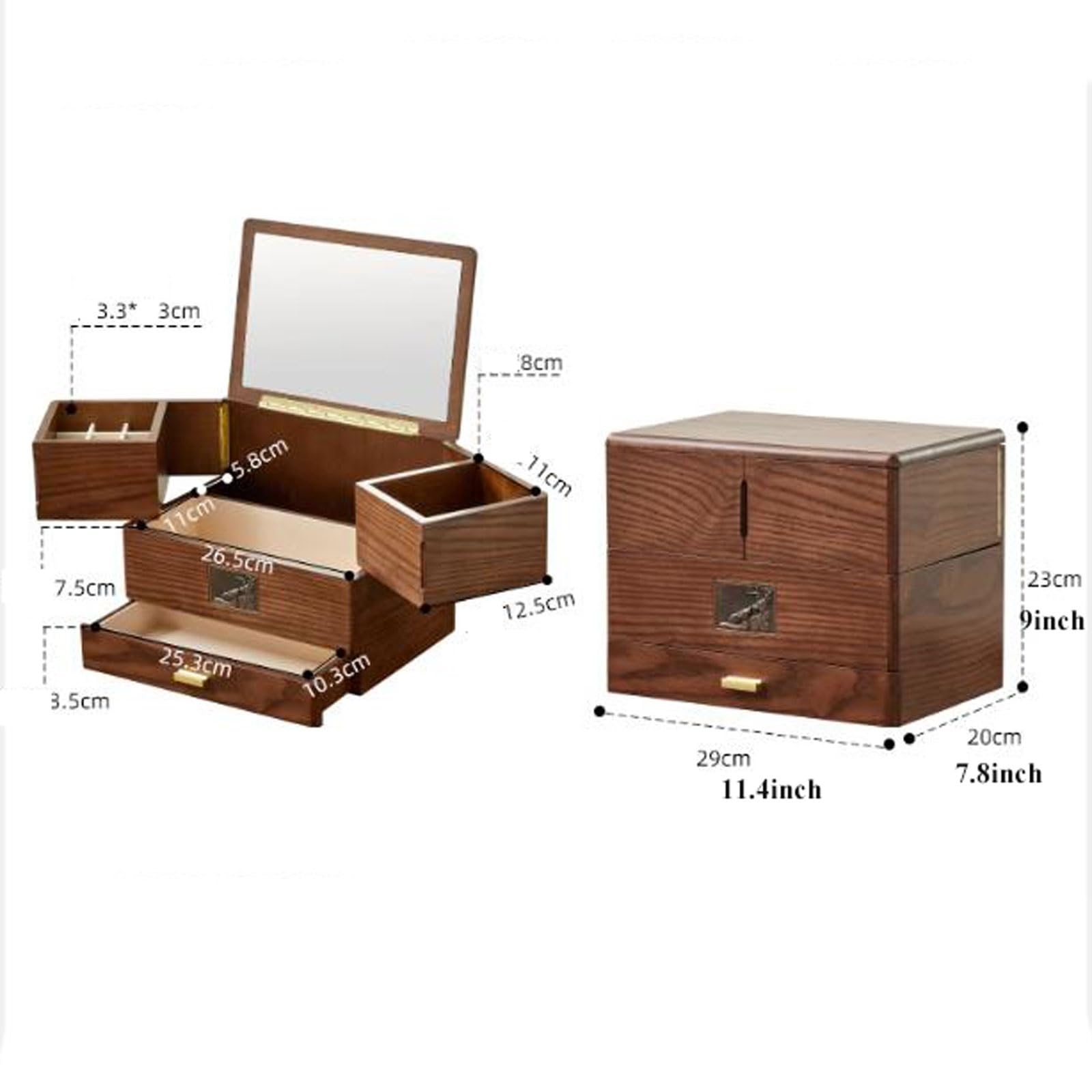 CHILDWEET Holz-Aufbewahrungsbox Mit Fächern & Trennwänden – Kosmetik- Organizer Für Lippenstift, Schmuck & Co. – Vintage-Schreibtischhelfer