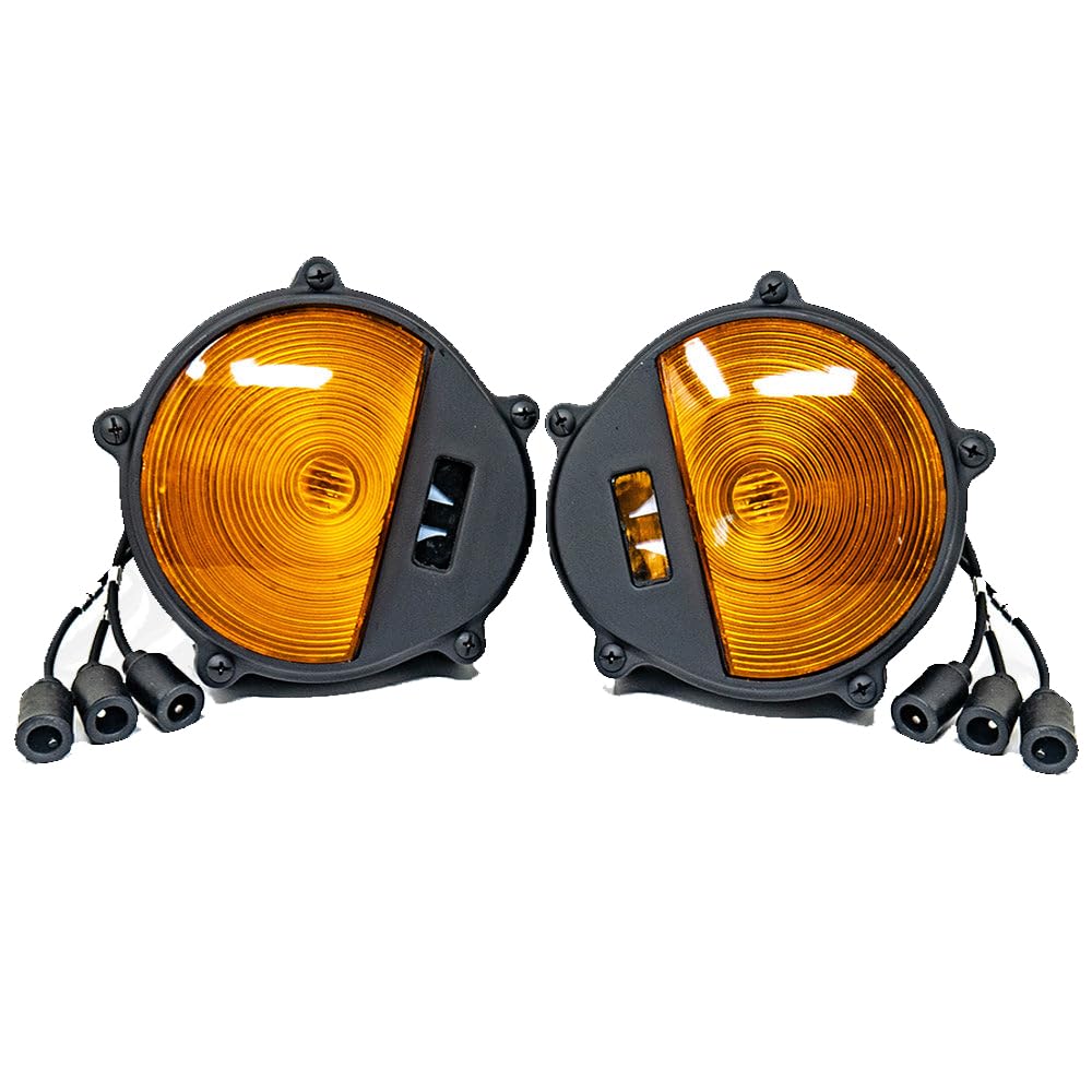 2 Pack Military Front Turn Signal Assembly - Black With Amber Light - Fits Humvee M998-24V Universal