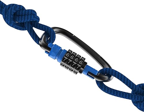 Miniatura 2 de UP Security Clips de bloqueo de mosquetón con cerradura de combinación, anillo D de 4 dígitos resistente, mosquetones de metal grandes, gancho