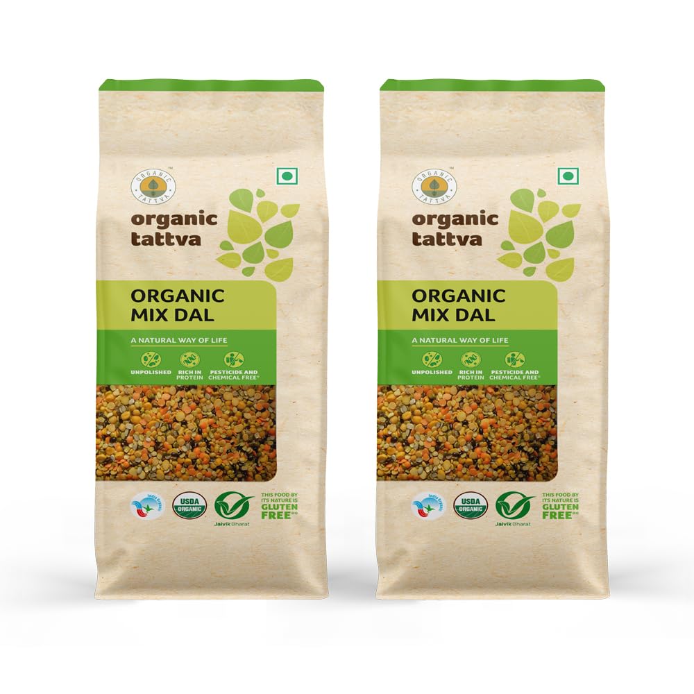 Organic Tattva Organic Mix (Panchrangi) Dal 1KG | 100% Vegan, Gluten Free and Unpolished | NO Additives and NO Preservatives | 500G Each (B09F6BZFYP) Amazon Price History, Amazon Price Tracker