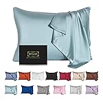 Mulberry Silk Pillowcase for Hair and Skin,Toddler Size Kids Silk Pillow Case with Hidden Zipper,Allergen Proof Dual Sides Soft Breathable Smooth Silk Pillow Cover(Toddler,Aqua Blue)
