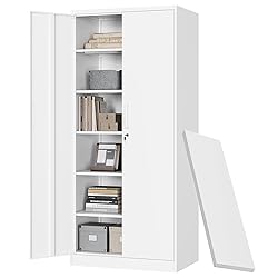 Letaya Metal Storage Cabinet with Lock Door Adjustable Shelf,72" Steel Lockers for Office, Home,School,Kitchen,Garage Tool Utility Cabinet (2 Door-White)