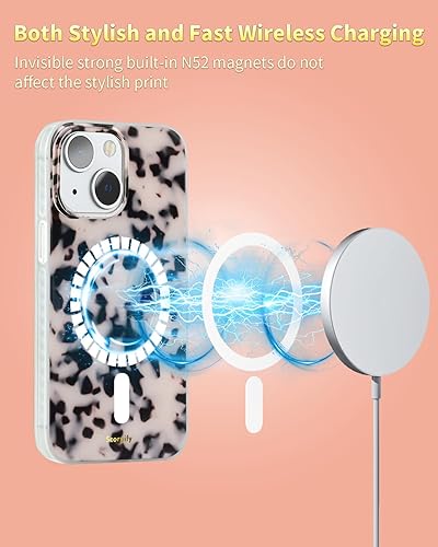 Miniatura 110 de SCORPIFY Funda para iPhone 14 [compatible con MagSafe] con diseño de mármol azul fantasía, bonita funda magnética para teléfono para mujeres, niñas