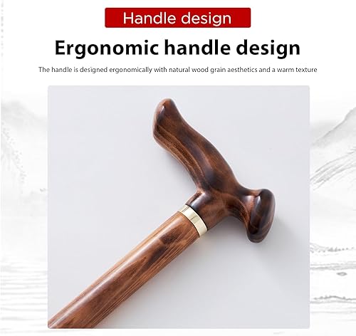 Miniatura 2 de GUYUE - Bastones de madera hechos a mano para hombre y mujer, diseño ergonómico, madera maciza natural de lujo, bastones de caballero, regalo ideal