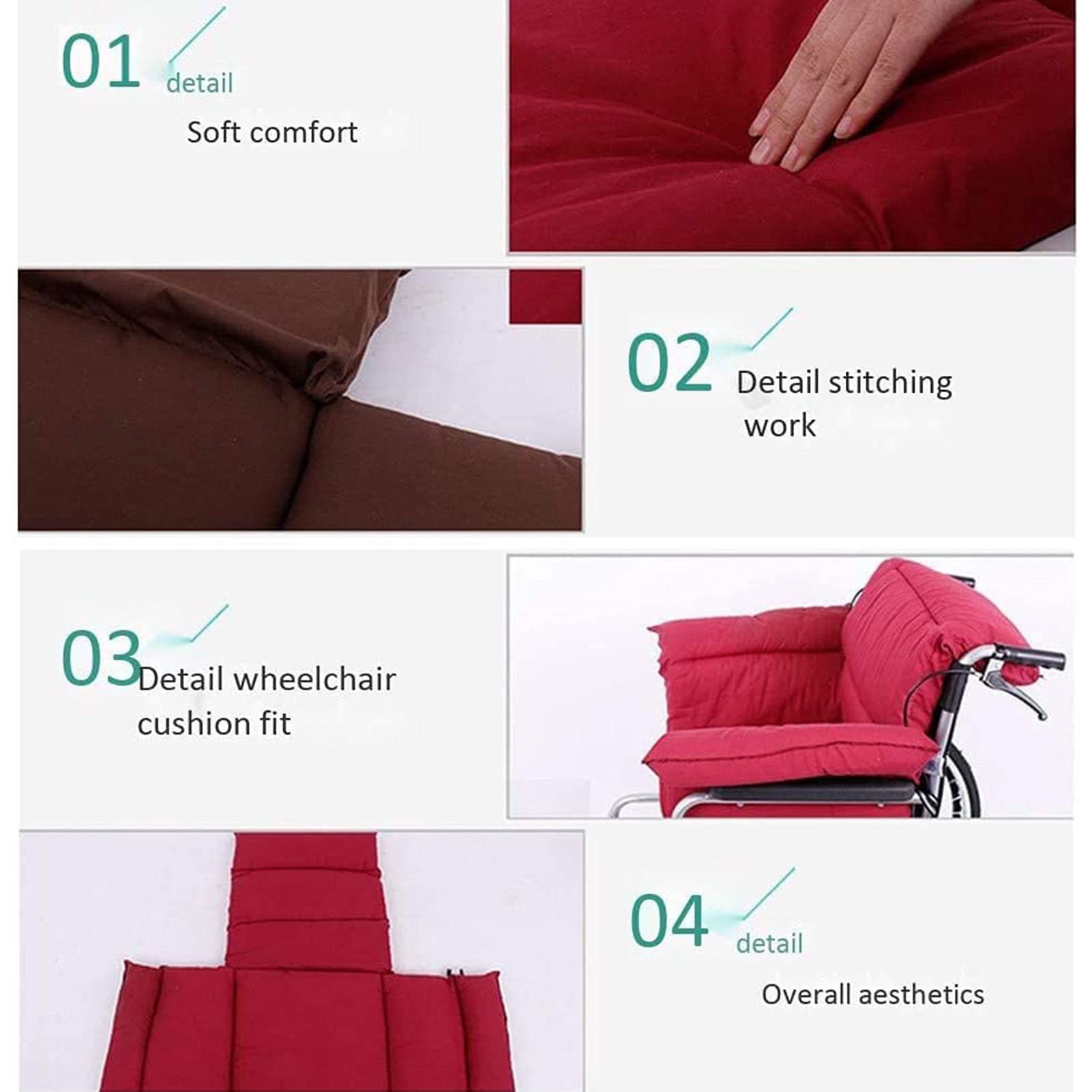 Cojín Cómodo para Silla de Ruedas con Respaldo, Cojín para Silla de Ruedas en Forma de T, la Presión Alivio del Dolor para Reducir la Tensión en la Espalda Lavable