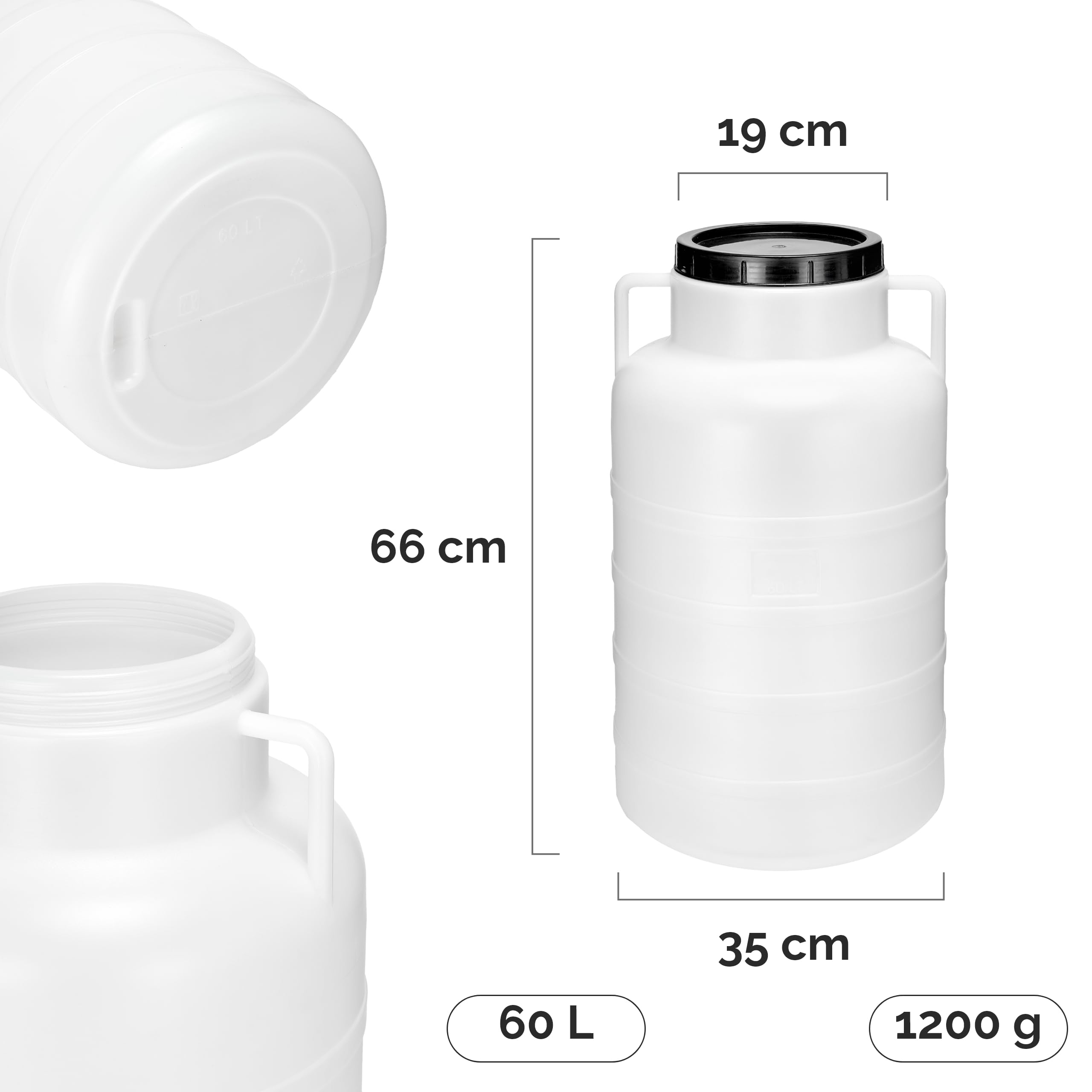 Garronda Set 2X 60 Liter Weithalsfass BPA-frei Futtertonne Fass Universalfass Lebensmittel Fass Regenfass für Garten Regentonne mit Deckel Regenwassertonne für Garten Wassertonne GD-0128 Weiß