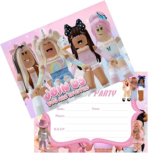 SUTRADHAR 24 invitaciones de cumpleaños de dibujos animados para niños, azul y rosa, perfectas para graduación, fiestas de cumpleaños