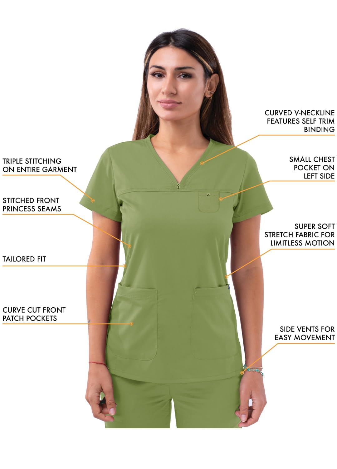 Adar Pro Movement Booster Scrub zestaw dla kobiet - Sweetheart dekolt w serek Scrub Top i jogger Scrub Pants, liść wiosenny, M