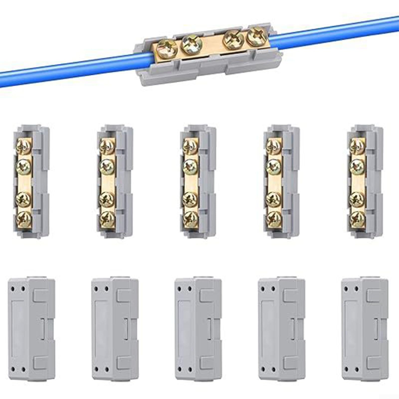 10 AWG Connector Kit for High Power Applications, 60A/80A Brass Electrical Terminal Block with ABS Protective Cover, Quick Connect Wiring Kit Compatible with Marine and Automotive(60A)