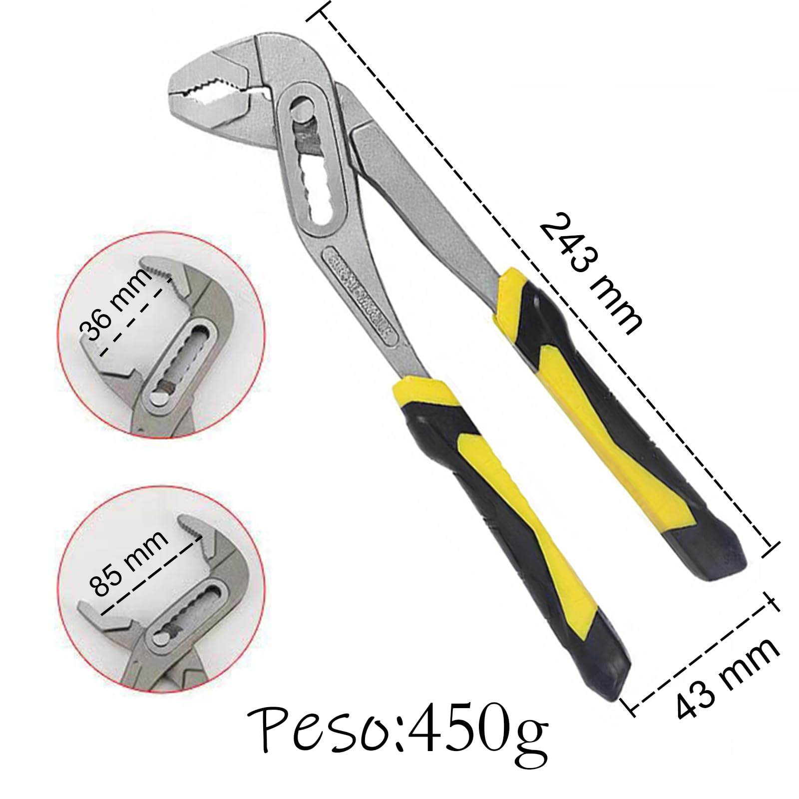 23.5cm di Pinza Pappagallo,7-Posizioni di Regolazione, Manico Antiscivolo, Alta Coppia, Antiruggine.