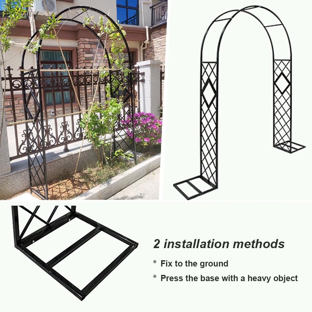 Arco da giardino in metallo resistente per piante rampicanti, pergolato in ferro nero antiruggine, arco decorativo per esterni, dimensioni regolabili da 1,4 m a 3,7 m, per giardino paesaggistico