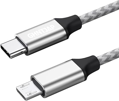 Type C Micro USB Cable, 1.6 ft 0.5 m, USB C to Micro USB OTG Cable, Micro USB Type C, USB 2.0, Data Transfer, Charging Capable, Compatible with Android Smartphones etc