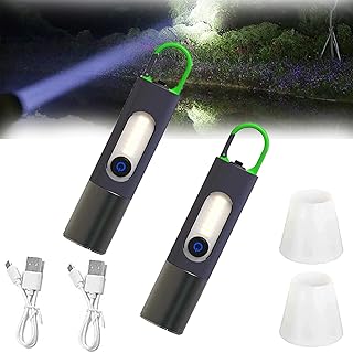 DENGWANG LED Rechargeable Tactical Laser Flashlight 80000 High Lumens, Super Bright Zoomable Led Tactical Flashlights, Portable Flashlight Rechargeable for Outdoor Camping Emergency (2 Pcs-Lithium Battery, 1800mA)