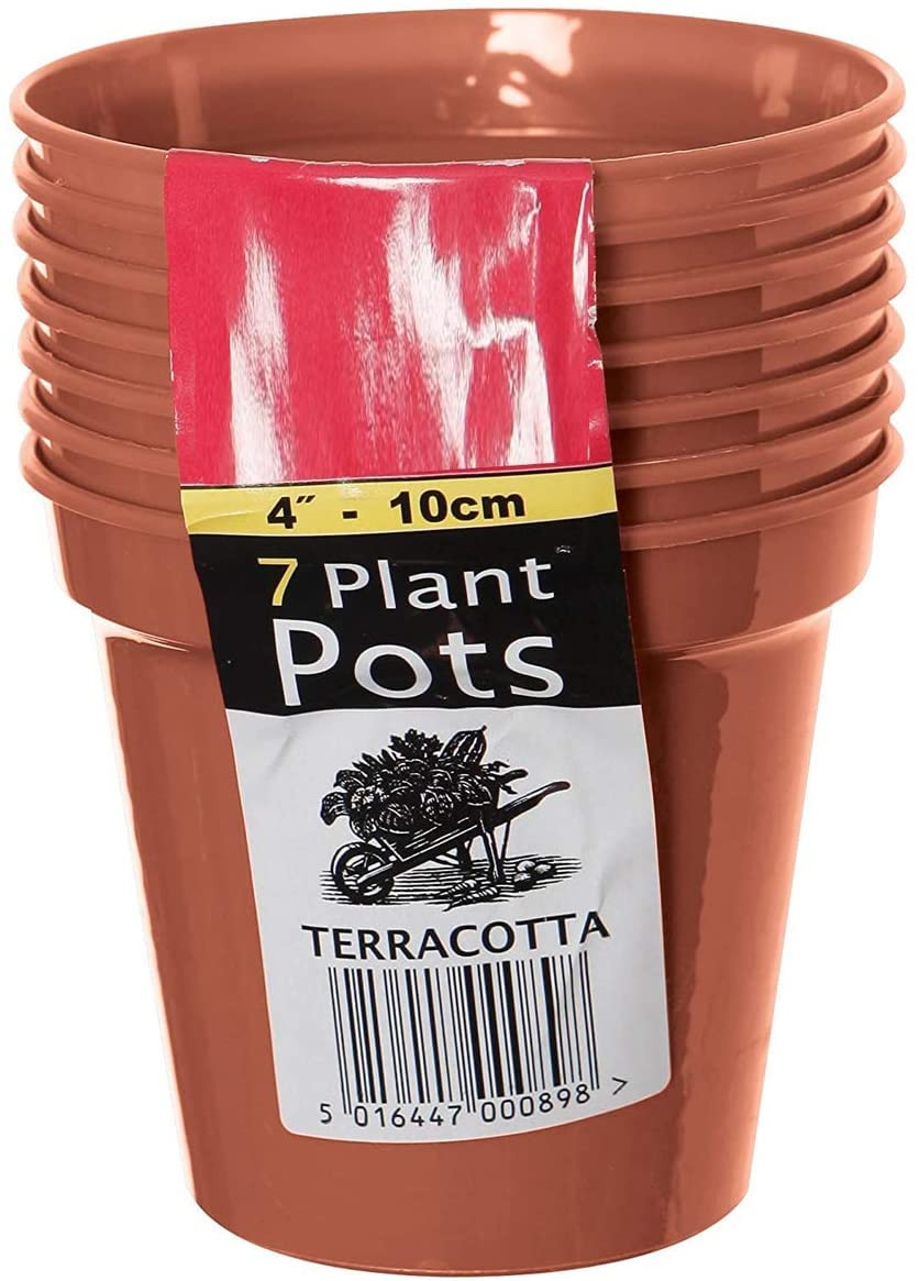 Fine Garden Red Nursery Terracotta Strong And Durable Plastic Plant Pots - Ideal For Cultivation, Cuttings Or Prickings - Available Various Sizes And Quantities - 10Cm Garden Pot Terracotta (Set Of 7)