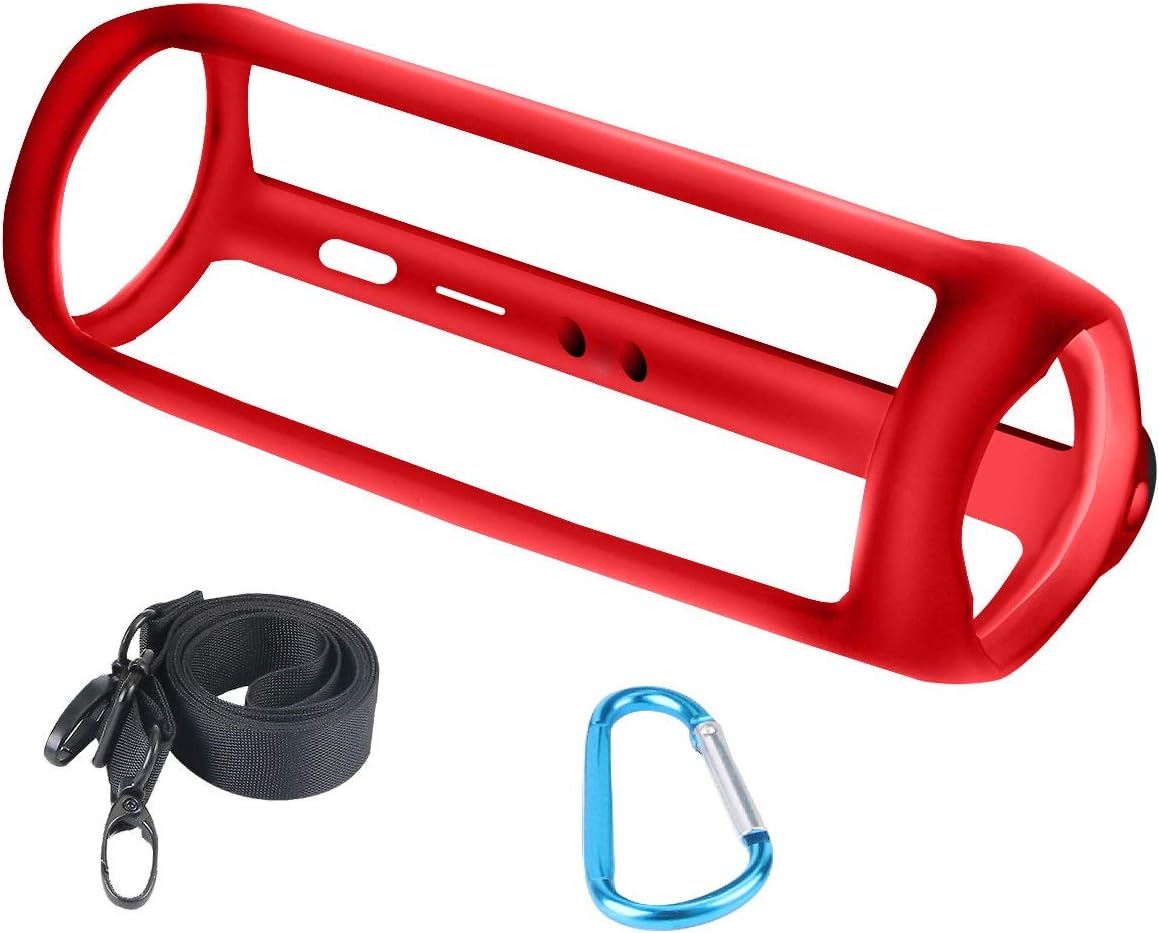 co2CREA Silicone Travel Case Replacement for JBL FLIP 5 Waterproof Portable Bluetooth Speaker (Red Case)
