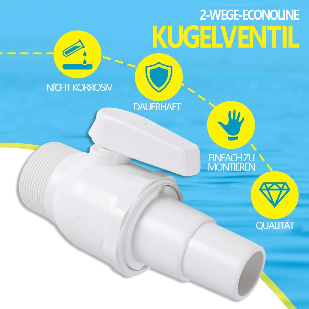 Absperrhahn Pool,Absperrventil Umdrehung für Skimmer,Pool Schlauchadapter,Pool Absperrventil,Absperrhahn Poolschlauch,Pool Zubehör Kolbenventil,Anschluss Pool Pumpe Ersatz für SP0729 Skimmer Filter