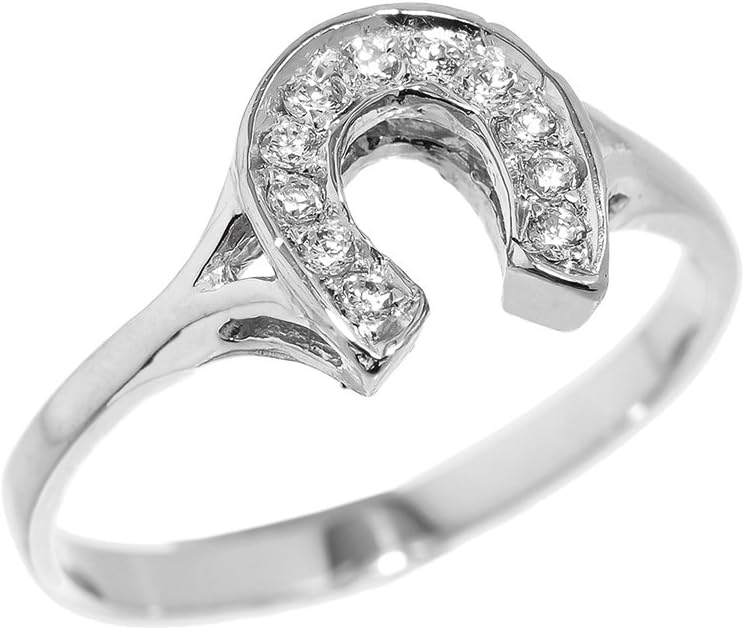 Dainty 925 Sterling Silver CZ-Studded Ladies Horseshoe Ring