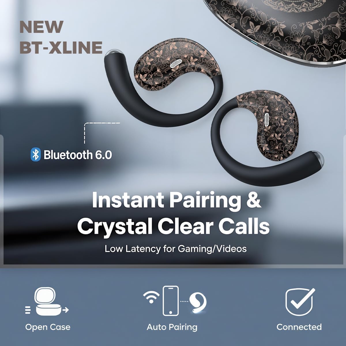 Micool Open Ear Wireless Earbuds, Bluetooth 6.0 Clip-On Earbuds, 36H Playtime, Comfort Fit Sport Headphones for Running & Gym, Noise Cancelling Mics, USB-C Fast Charge, IPX5 Sweatproof