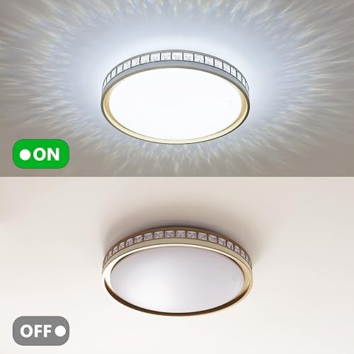 Miniatura 2 de Lámpara de techo LED de 16 pulgadas montaje empotrado de cristal moderno 24 W 3 temperaturas de color 3000 k4000 k5000 k ajustable lámpara de techo