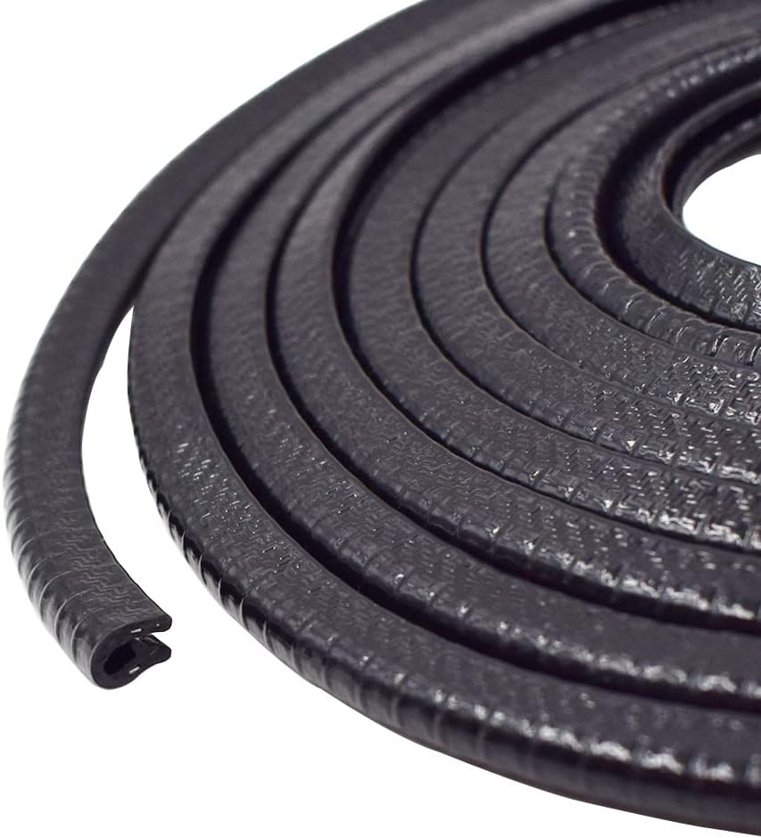 Edge Trim Black Small, 1/8" Car Door Edge Protector Guard, U Shape Weatherstrip for Universal SUV Truck, No Glue Plastic Fits Most Cars (33 FT)