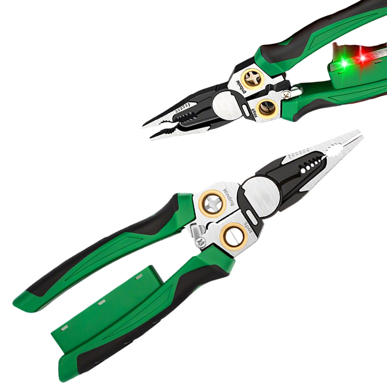 Pelacables con función de medición de electricidad, alicates pelacables 8 en 1, herramienta eléctrica multifunción para cortar y tirar de alicates, herramienta de reparación de electricista (1