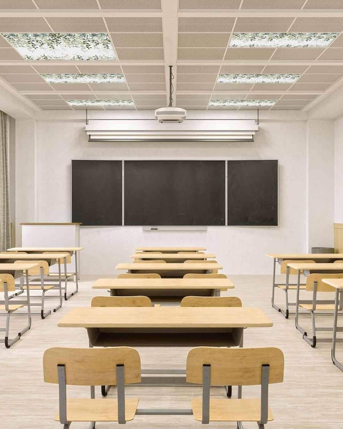 2 Pack Fluorescent Light Cover for Classroom Ceiling Light, Sage Green Eucalyptus Leaves Magnetic Light Cover Filters, Berry Branch Plant Light Covers for Office School Drop Lamp Ceiling Decor 4x2 ft