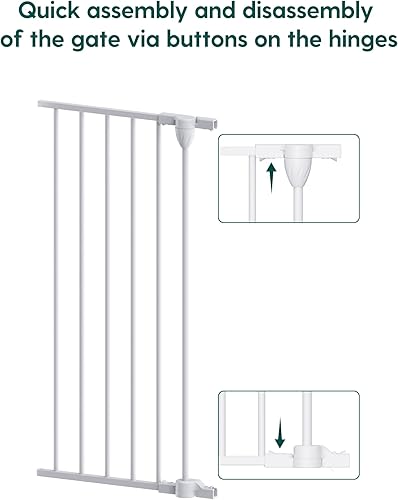 Miniatura 4 de Extensión de puerta de bebé para valla de hierro extra ancha Babelio, color blanco